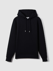 Reiss Navy Blue Fabien Interlock Jersey Drawstring Hoodie - Image 2 of 7