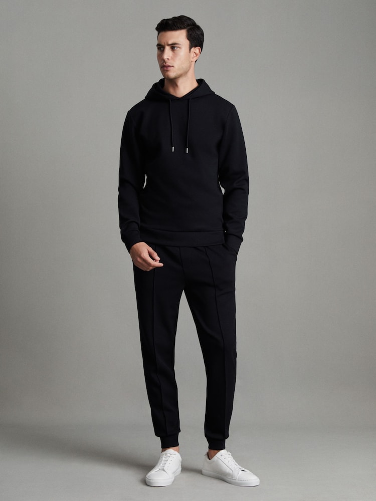 Bleu marine - Sweat à capuche en jersey interlock Reiss Fabien - Image 3 of 7