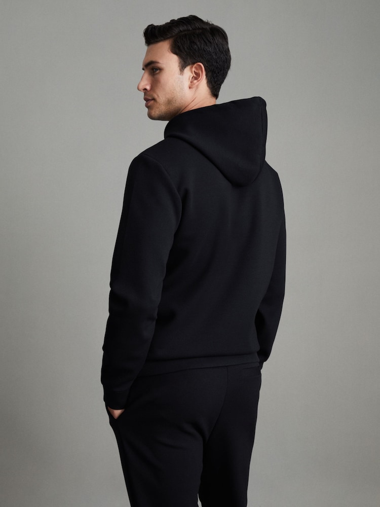 Bleu marine - Sweat à capuche en jersey interlock Reiss Fabien - Image 4 of 7