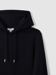 Reiss Navy Blue Fabien Interlock Jersey Drawstring Hoodie - Image 5 of 7