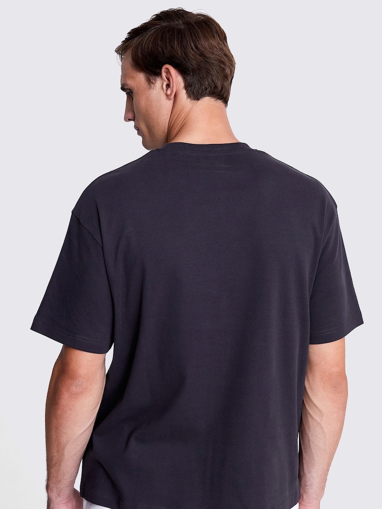 Schwarz - MOSS Heavy Weight 100% Baumwoll-T-Shirt mit Rundhalsausschnitt - Bild 2 von 5