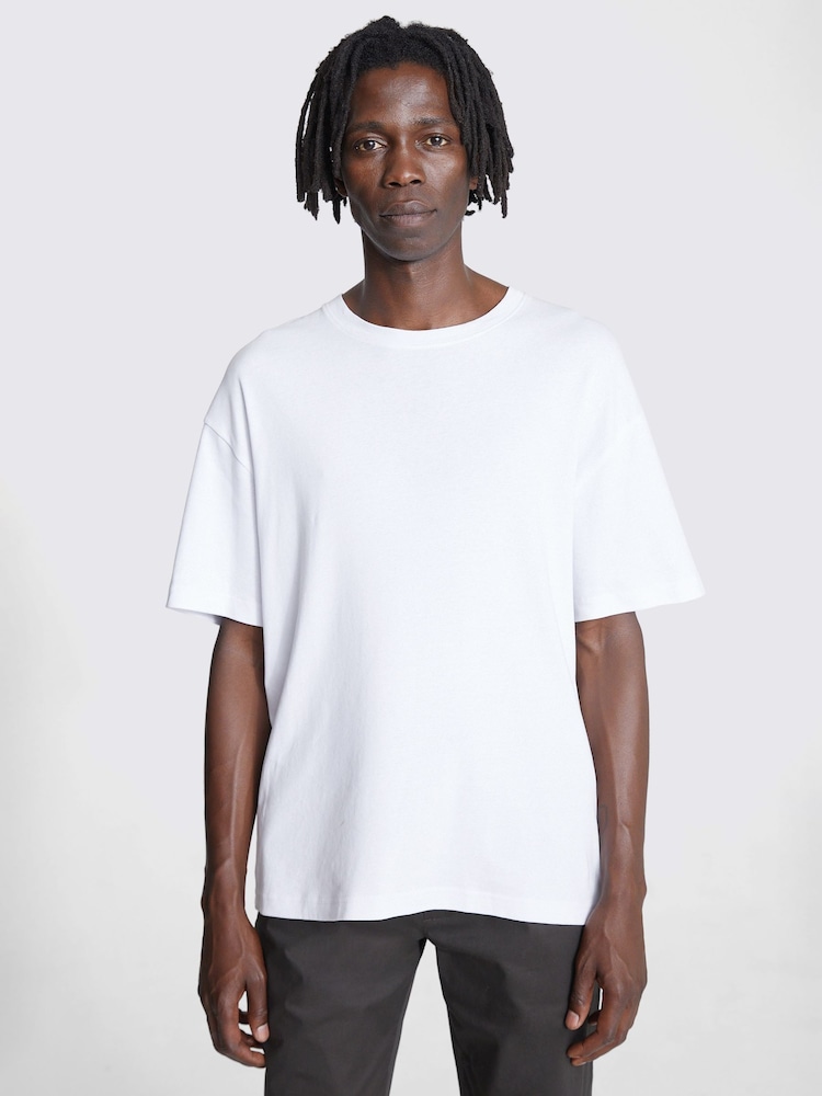 Weiß - MOSS Heavy Weight 100% Baumwoll-T-Shirt mit Rundhalsausschnitt - Bild 1 von 5