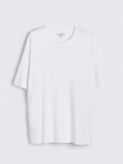 Weiß - MOSS Heavy Weight 100% Baumwoll-T-Shirt mit Rundhalsausschnitt - Bild 3 von 5