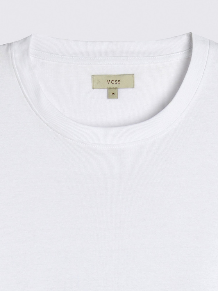 Weiß - MOSS Heavy Weight 100% Baumwoll-T-Shirt mit Rundhalsausschnitt - Bild 5 von 5
