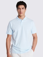 MOSS Sky Blue Pique Polo Shirt - Image 1 of 5