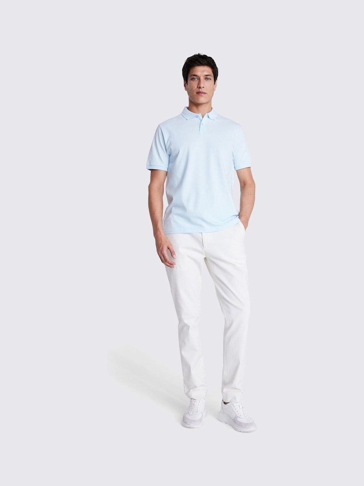 MOSS Sky Blue Pique Polo Shirt - Image 2 of 5