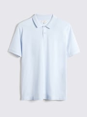 MOSS Sky Blue Pique Polo Shirt - Image 4 of 5