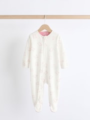 Pink Baby 100% Cotton Printed 3 Pack Sleepsuits (0-2yrs) - Image 2 of 12