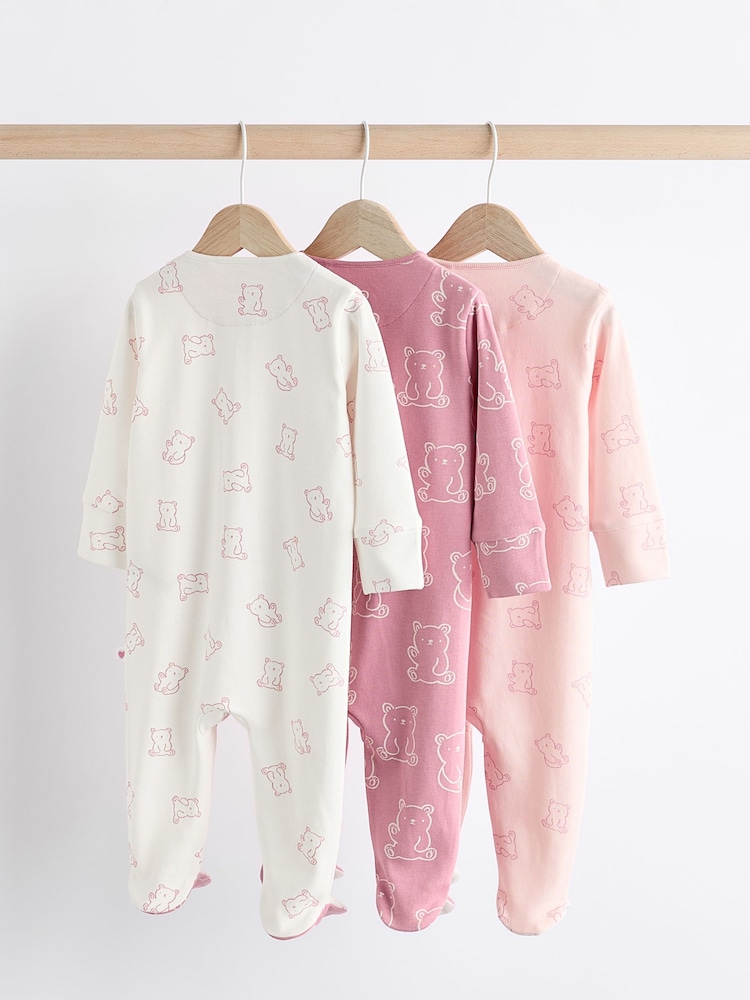 Rose - Lot de 3 dors-bien imprimés en coton 100% coton bébé (0-2ans) - Image 5 of 12