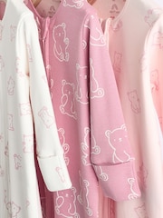 Pink Baby 100% Cotton Printed 3 Pack Sleepsuits (0-2yrs) - Image 7 of 12