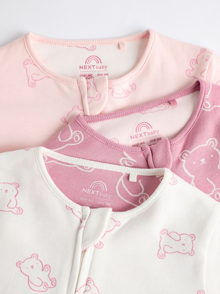 Rose - Lot de 3 dors-bien imprimés en coton 100% coton bébé (0-2ans) - Image 8 of 12