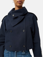 Jigsaw Blue Cropped Cotton Trench Jacket - Image 5 of 6