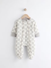 White/Grey 2.5 Tog Wadded Zip Sleepsuit - Image 1 of 7