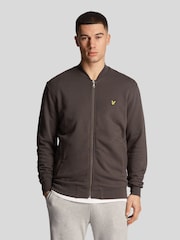 Lyle & Scott Brown Loopback 100% Cotton Jersey Bomber Jacket - Image 1 of 5