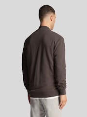 Lyle & Scott Brown Loopback 100% Cotton Jersey Bomber Jacket - Image 2 of 5