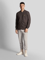Lyle & Scott Brown Loopback 100% Cotton Jersey Bomber Jacket - Image 3 of 5