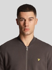 Lyle & Scott Brown Loopback 100% Cotton Jersey Bomber Jacket - Image 4 of 5