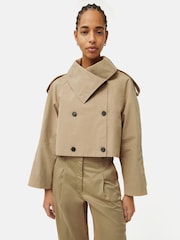 Jigsaw Cream Cropped Cotton Trench Jacket - Image 1 of 6