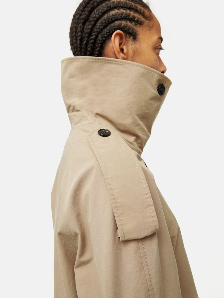 Jigsaw Cream Cropped Cotton Trench Jacket - Image 2 of 6