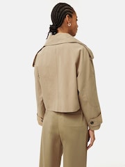 Jigsaw Cream Cropped Cotton Trench Jacket - Image 5 of 6