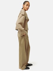 Jigsaw Cream Cropped Cotton Trench Jacket - Image 6 of 6