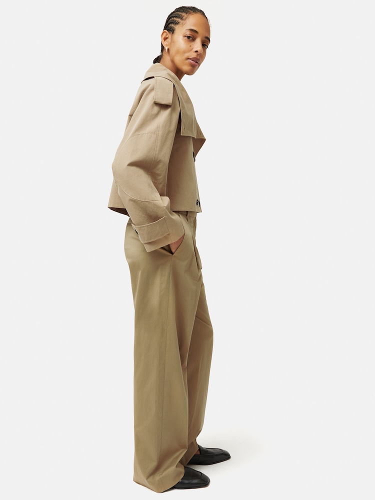 Jigsaw Cream Cropped Cotton Trench Jacket - Image 6 of 6