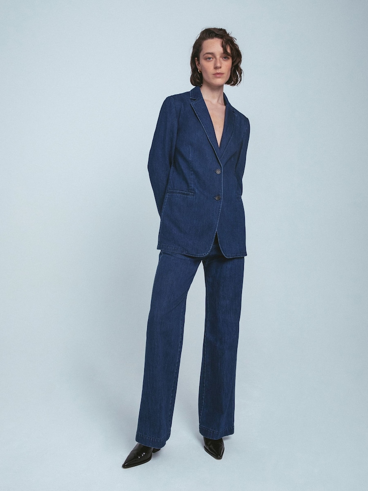 Jigsaw Blue 100% Cotton Denim Tailored Jacket - Image 1 of 7