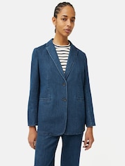 Jigsaw Blue 100% Cotton Denim Tailored Jacket - Image 2 of 7