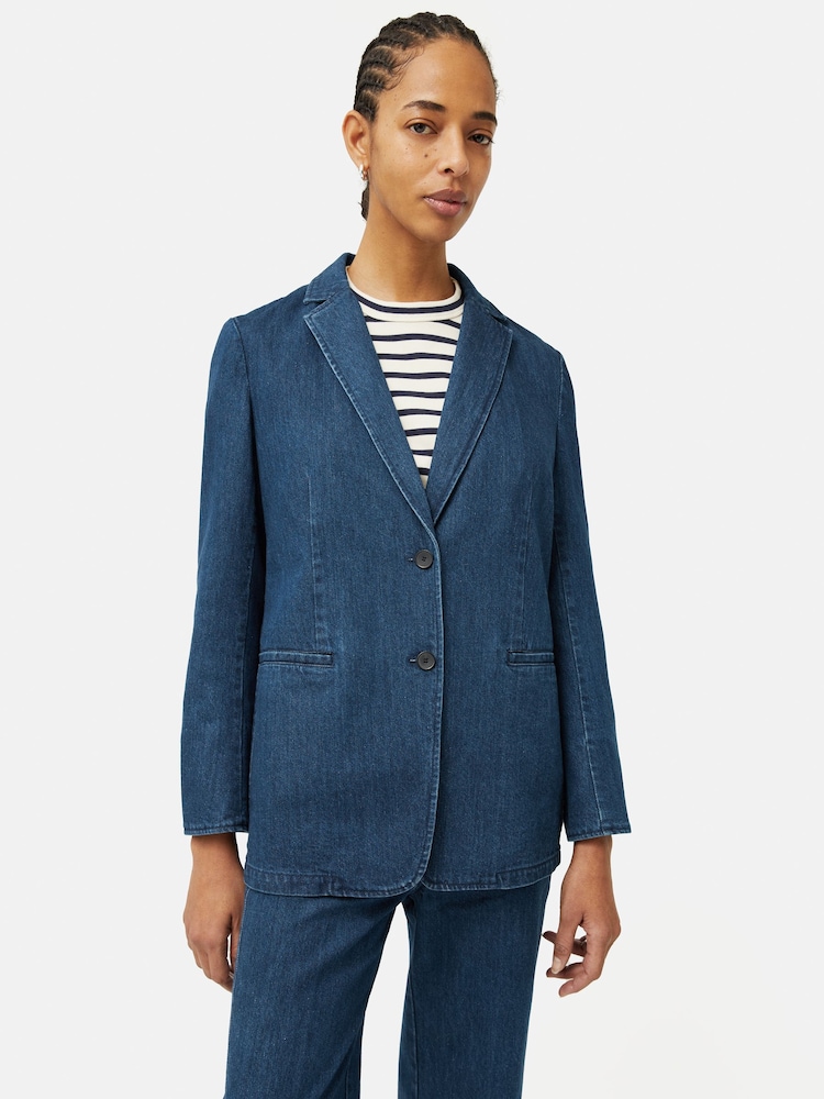 Jigsaw Blue 100% Cotton Denim Tailored Jacket - Image 2 of 7