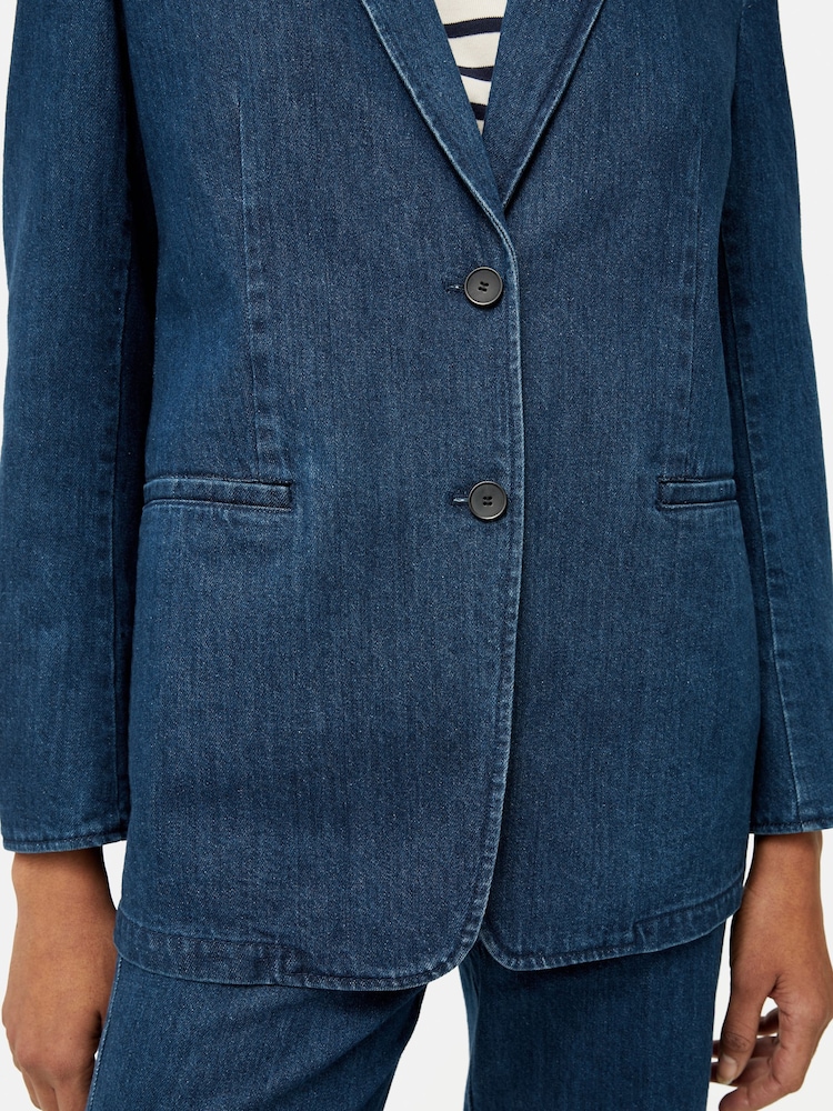 Jigsaw Blue 100% Cotton Denim Tailored Jacket - Image 7 of 7