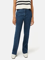 Jigsaw Blue Denim Tailored 100% Cotton Trousers - Image 1 of 7