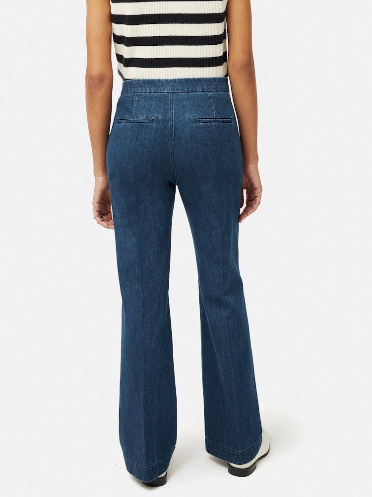 Jigsaw Blue Denim Tailored 100% Cotton Trousers - Image 2 of 7