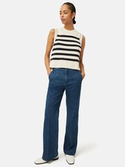 Jigsaw Blue Denim Tailored 100% Cotton Trousers - Image 3 of 7