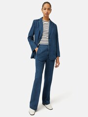 Jigsaw Blue Denim Tailored 100% Cotton Trousers - Image 4 of 7