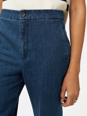 Jigsaw Blue Denim Tailored 100% Cotton Trousers - Image 5 of 7