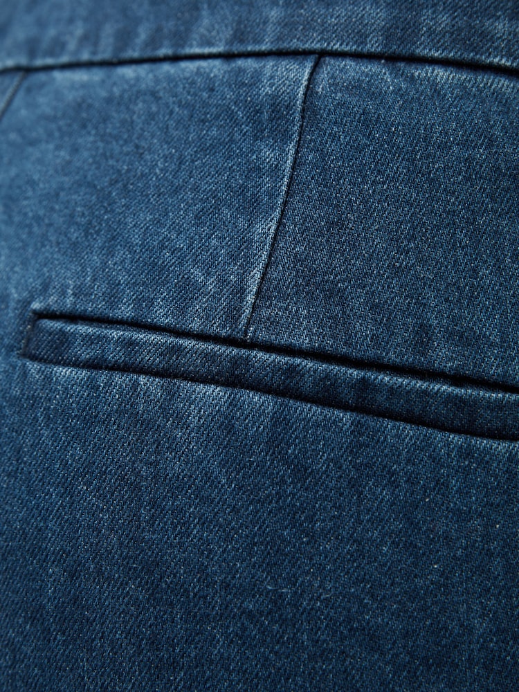 Jigsaw Blue Denim Tailored 100% Cotton Trousers - Image 7 of 7