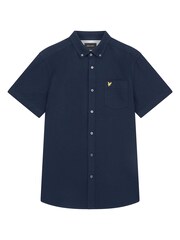 Lyle & Scott Blue 100% Cotton Slub Short Sleeve Shirt - Image 1 of 5