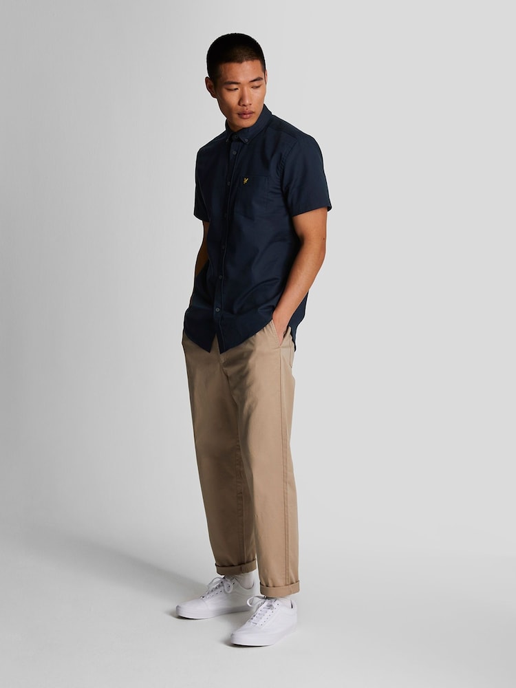 Lyle & Scott Blue 100% Cotton Slub Short Sleeve Shirt - Image 2 of 5