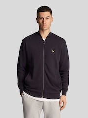 Lyle & Scott Black Loopback 100% Cotton Jersey Bomber Jacket - Image 1 of 5