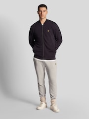 Lyle & Scott Black Loopback 100% Cotton Jersey Bomber Jacket - Image 3 of 5