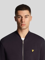 Lyle & Scott Black Loopback 100% Cotton Jersey Bomber Jacket - Image 4 of 5