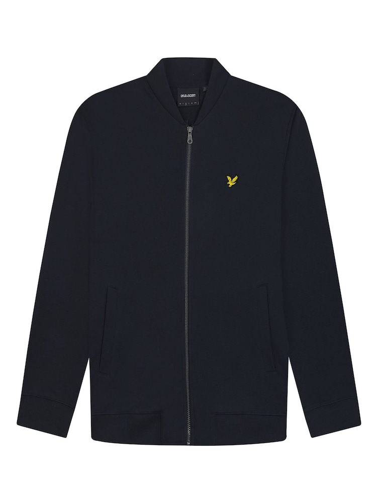 Lyle & Scott Black Loopback 100% Cotton Jersey Bomber Jacket - Image 5 of 5