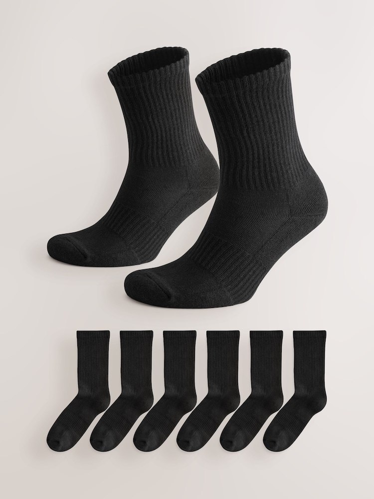 Black Essential Sports Socks 6 Pack - Image 1 of 8