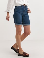JD Williams Blue 24/7 Denim Knee Shorts - Image 1 of 4