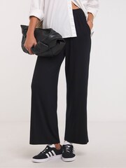 JD Williams Black Jersey Wide Leg Trousers 2 Pack - Image 1 of 4