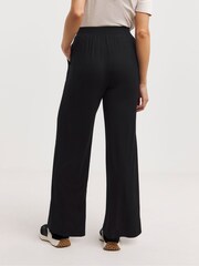 JD Williams Black Jersey Wide Leg Trousers 2 Pack - Image 2 of 4