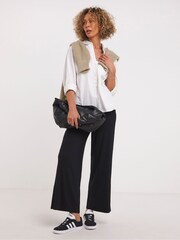 JD Williams Black Jersey Wide Leg Trousers 2 Pack - Image 3 of 4