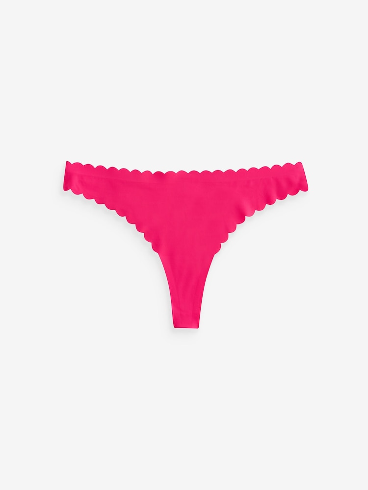 Pink Thong No VPL Scallop Edge Knickers - Image 5 of 5
