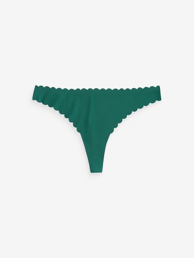 Green Thong No VPL Scallop Edge Knickers - Image 4 of 4
