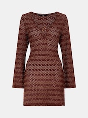 Accessorize Brown Shimmer Crochet Cover Up - Image 4 of 4